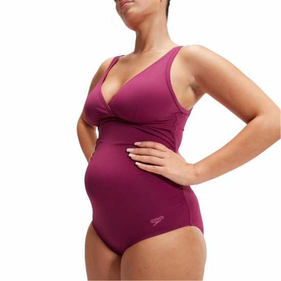 Speedo V-Neck Maternity U-Back Swimsuit Womens Лилаво 