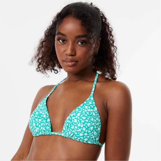 Jack Wills Triangle Bikini Top Зелено Дитси Дамско облекло плюс размер