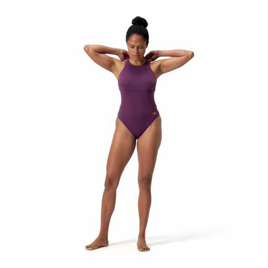 Speedo Womens Racer Zip Swimsuit With Built In Swim Bra  Дамски бански