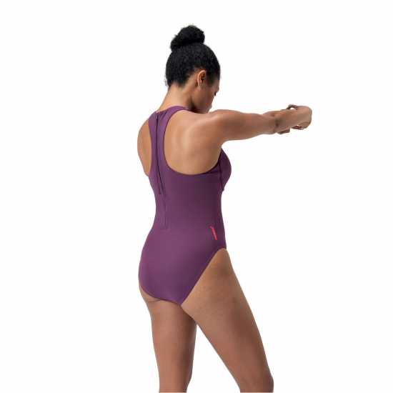 Speedo Womens Racer Zip Swimsuit With Built In Swim Bra  Дамски бански