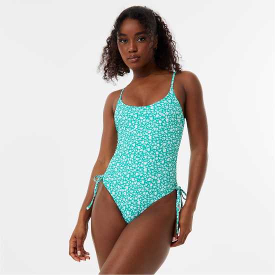 Jack Wills Ruched Side Swimsuit Зелено Дитси Бикини танкини шорти