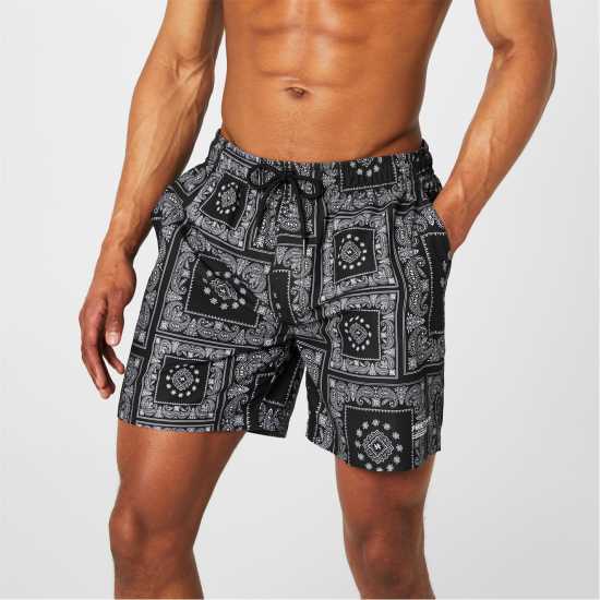 Firetrap Мъжки Плувни Шорти Printed Swim Shorts Mens Бандана Мъжки къси панталони