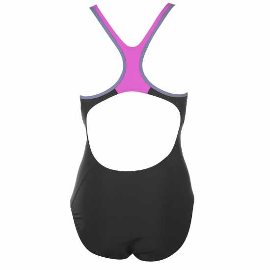 Speedo Дамски Бански Костюм Fit Laneback Swimsuit Ladies Черно/Дива/Сиво Дамски бански