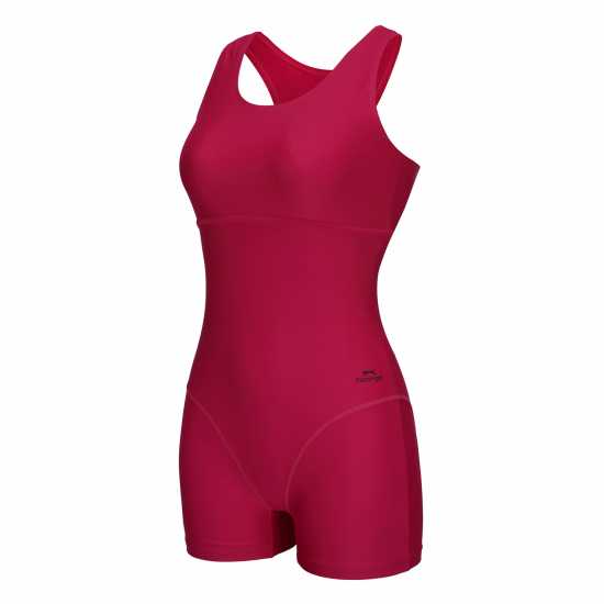 Slazenger Дамски Бански Костюм Boyleg Swimsuit Ladies Plum/Coral/Char Дамски бански