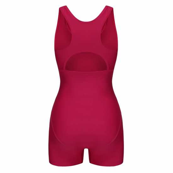 Slazenger Дамски Бански Костюм Boyleg Swimsuit Ladies Plum/Coral/Char Дамски бански