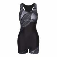 Slazenger Дамски Бански Костюм Lycra® Xtra Life™ Boyleg Swimsuit Ladies Черна полка 