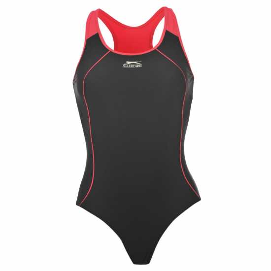 Slazenger Дамски Бански Костюм Racer Back Lycra® Xtra Life™ Swimsuit Ladies Черно Дамски бански