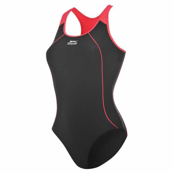 Slazenger Дамски Бански Костюм Racer Back Lycra® Xtra Life™ Swimsuit Ladies Черно Дамски бански