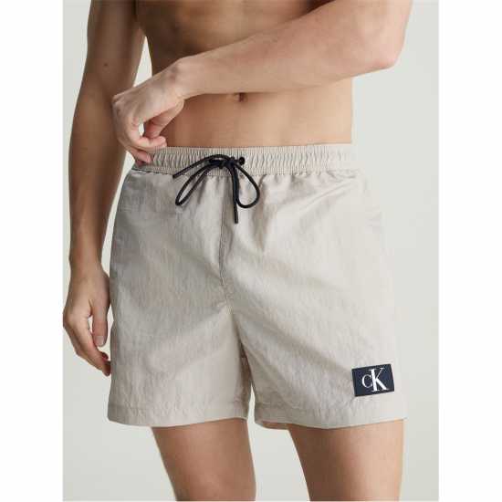 Calvin Klein Medium Drawstring Swim Shorts Сребрено ОблачениеPE0 Мъжки къси панталони