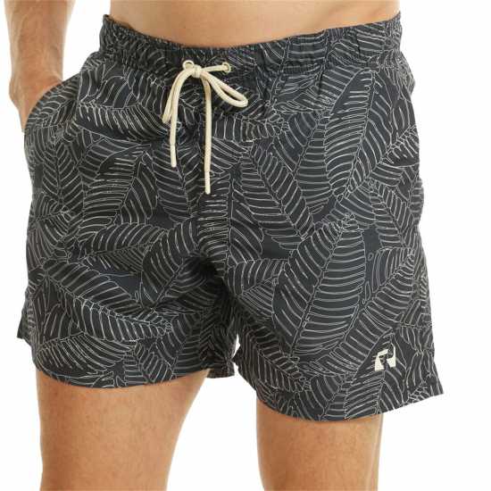 Мъжки Плувни Шорти Ript Leaf Print Swim Shorts Mens Морска синьо Мъжки плувни шорти и клинове