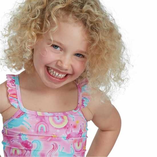 Speedo Thinstrap Frilled One Piece Infant Girls Розово/Синьо Детски бански и бикини