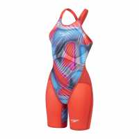 Speedo Women's Fastskin LZR Pure Valor 2.0 Openback Kneeskin Червен/Син Дамски бански