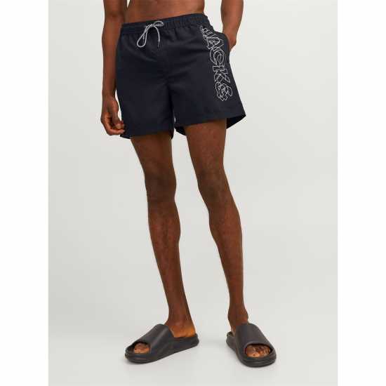 Jack And Jones Fiji Double Logo Swim Shorts Черно Мъжки плувни шорти и клинове