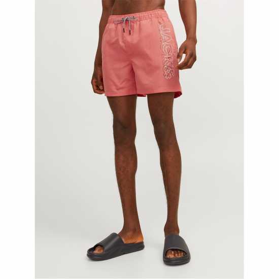 Jack And Jones Fiji Double Logo Swim Shorts Горещ Корал Мъжки плувни шорти и клинове