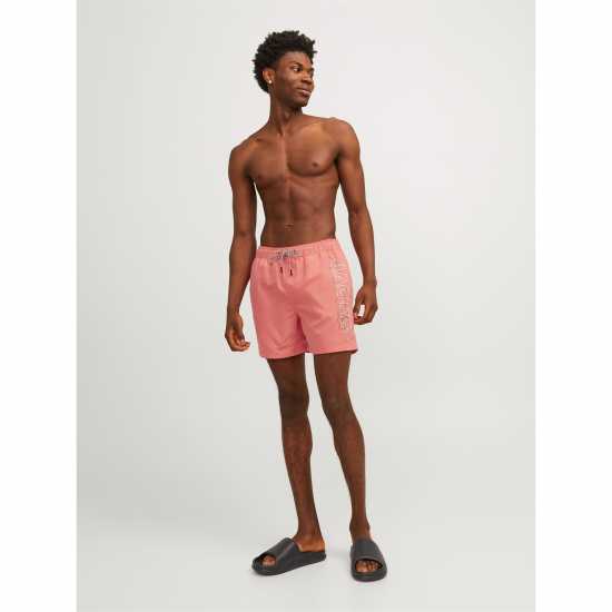 Jack And Jones Fiji Double Logo Swim Shorts Горещ Корал Мъжки плувни шорти и клинове