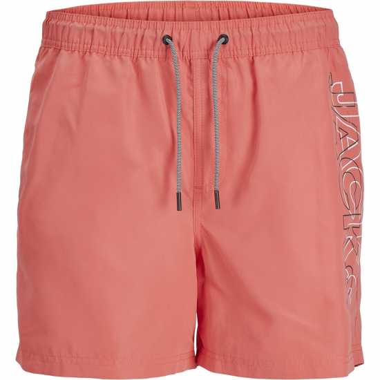 Jack And Jones Fiji Double Logo Swim Shorts Горещ Корал Мъжки плувни шорти и клинове