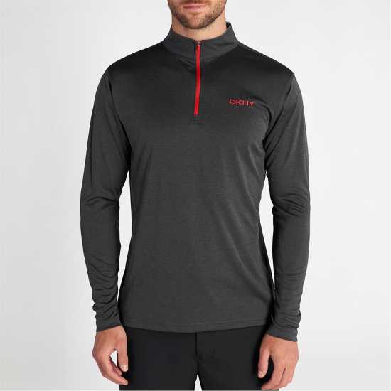 Dkny Мъжко Горнище С Цип Kensington Quarter Zip Top Mens Charcoal Marl Мъжки пуловери и жилетки