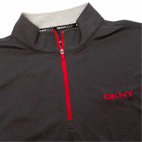 Dkny Мъжко Горнище С Цип Kensington Quarter Zip Top Mens Charcoal Marl Мъжки пуловери и жилетки