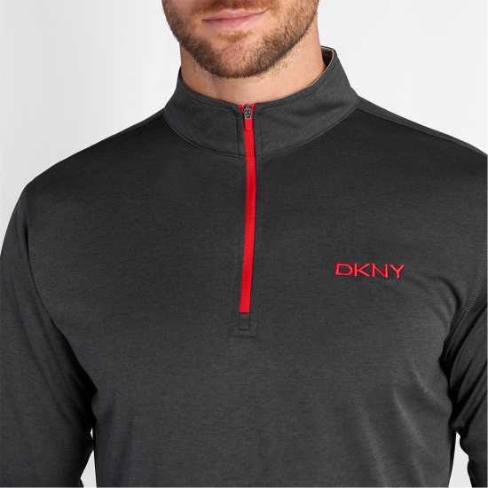 Dkny Мъжко Горнище С Цип Kensington Quarter Zip Top Mens Charcoal Marl Мъжки пуловери и жилетки