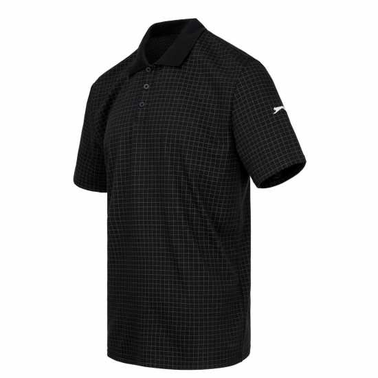 Slazenger Check Golf Polo Mens Черно Мъжко облекло за едри хора