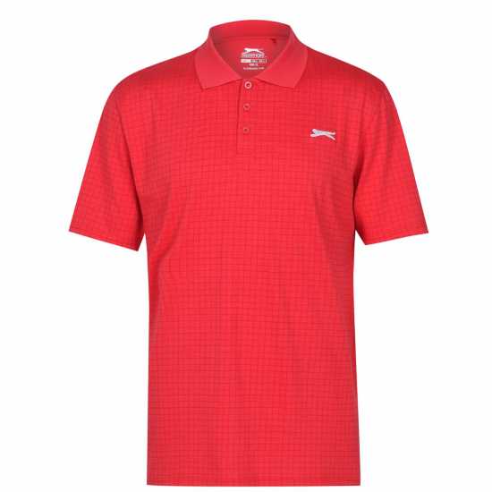 Sale Slazenger Check Golf Polo Mens Flame Scarlet Мъжко облекло за едри хора