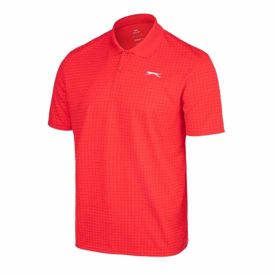 Sale Slazenger Check Golf Polo Mens Flame Scarlet Мъжко облекло за едри хора