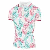 Island Green Leaf Prnt Polo Ld99 Бяло Голф облекло