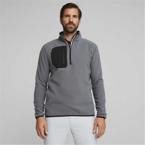 Puma Външен Слой Мъже Fleece Quarter Zip Baselayer Top Mens Слейтски/Блц Голф облекло