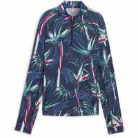 Puma W You-V Paradise Quarter Zip Baselayer Top Womens Тъмно синьо/Бяло Дрехи за голф