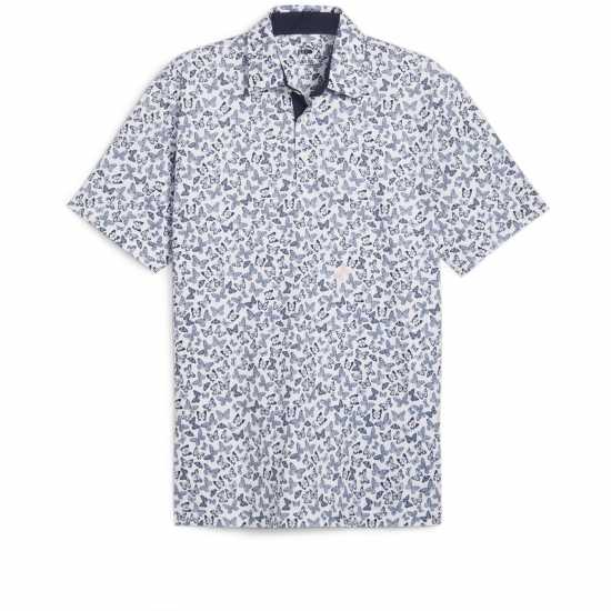 Puma Мъжка Блуза С Яка Cloudspun Butterfly Polo Shirt Mens Бяло/Морско синьо Голф панталони за мъже