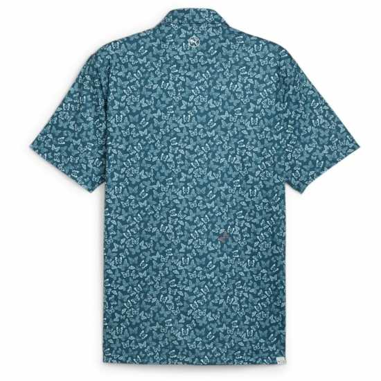 Puma Мъжка Блуза С Яка Cloudspun Butterfly Polo Shirt Mens Синьо/Оранжево Голф панталони за мъже