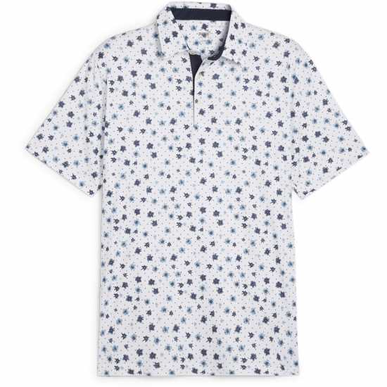 Puma Мъжка Блуза С Яка Cloudspun Floral Polo Shirt Mens Бяло/Синьо Голф горнища за мъже