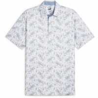 Puma Мъжка Блуза С Яка Cloudspun Paisley Polo Shirt Mens Бяло/Синьо Голф горнища за мъже