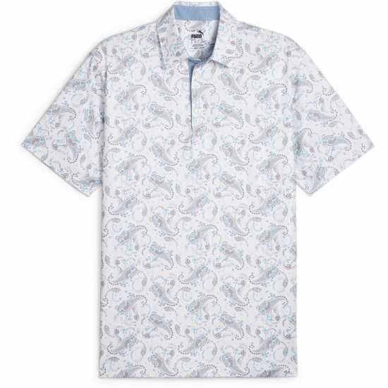 Puma Мъжка Блуза С Яка Cloudspun Paisley Polo Shirt Mens Бяло/Синьо Голф горнища за мъже