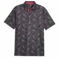 Puma Мъжка Блуза С Яка Cloudspun Paisley Polo Shirt Mens Черно/Аква Голф горнища за мъже