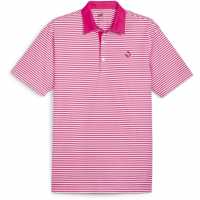 Puma Мъжко Поло Райе Pure Stripe Polo Shirt Mens Синьо/Розово Голф горнища за мъже