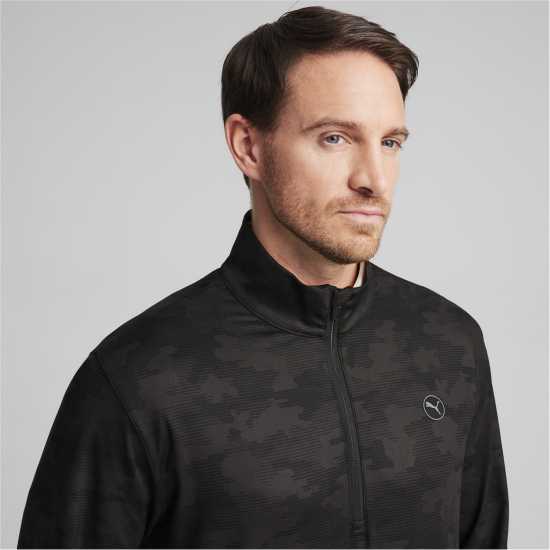 Puma Външен Слой Мъже Cloudspun Camo Quarter Zip Baselayer Top Mens Черно Пума Голф облекло