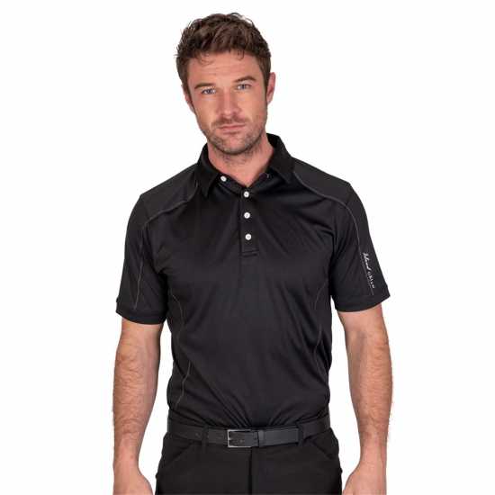 Island Green Green Performance Golf Polo Черно Шапки за голф и козирки