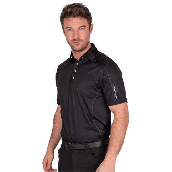 Island Green Green Performance Golf Polo Черно Шапки за голф и козирки