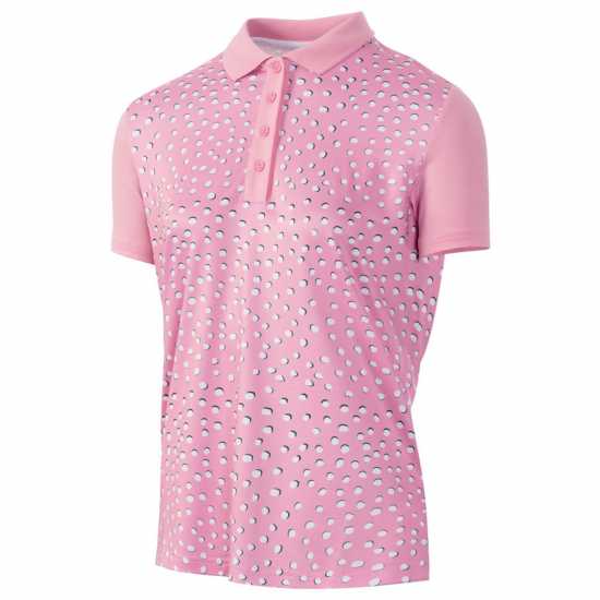 Дамска Блуза С Яка Island Green Golf Printed Polo Shirt Ladies Розово Дамски тениски с яка