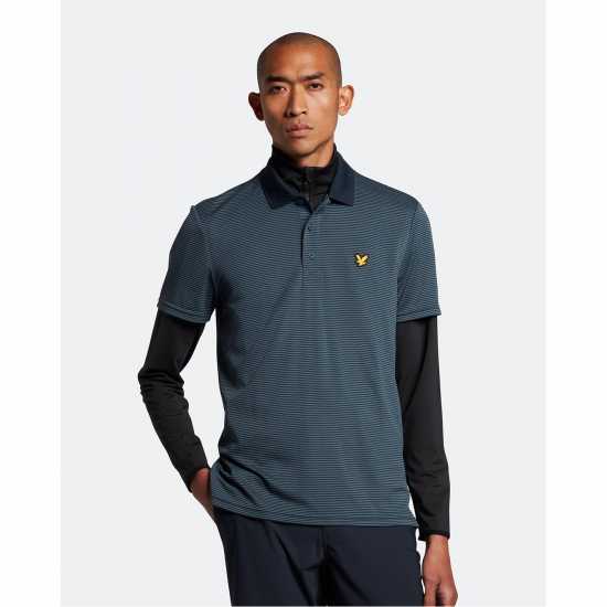 Lyle And Scott Блуза С Яка Golf Microstripe Polo Shirt Бензин / Лазурен Tshirts under 20