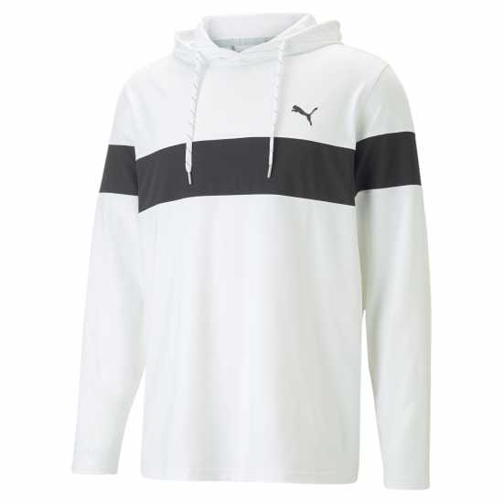 Puma Colourblock Hoodie Mens White-Black Мъжки пуловери и жилетки