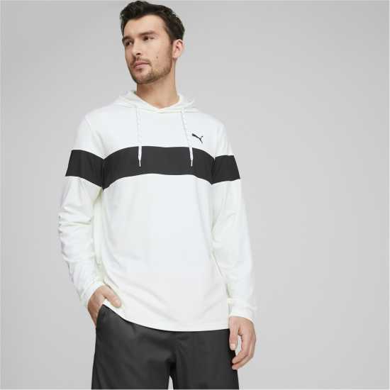 Puma Colourblock Hoodie Mens White-Black Мъжки пуловери и жилетки