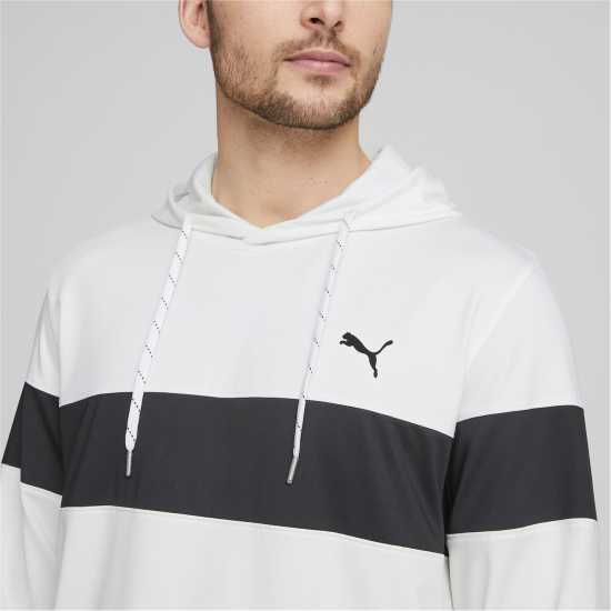 Puma Colourblock Hoodie Mens White-Black Мъжки пуловери и жилетки