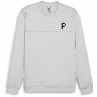 Puma Cloudspun Patch Crewneck Jumper Mens Сиво синьо Голф облекло