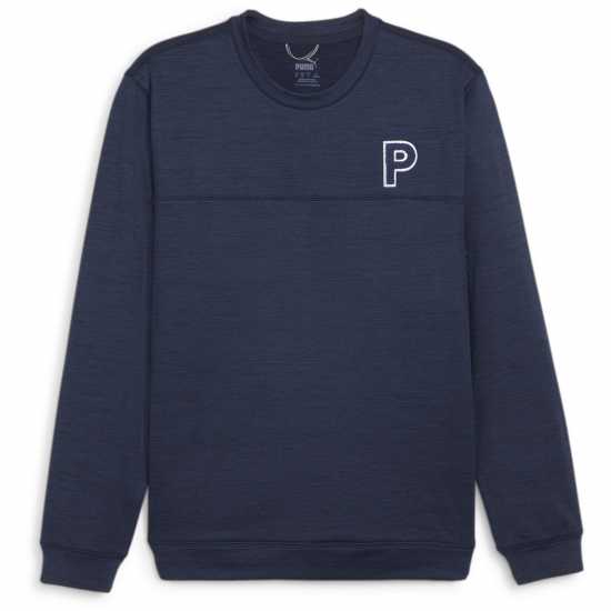 Puma Cloudspun Patch Crewneck Jumper Mens Дълбоко морско синьо Голф облекло