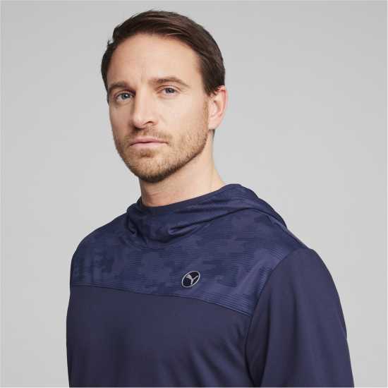 Puma Cloudspun Camo Hoodie Jumper Mens Дълбоко морско синьо Голф облекло