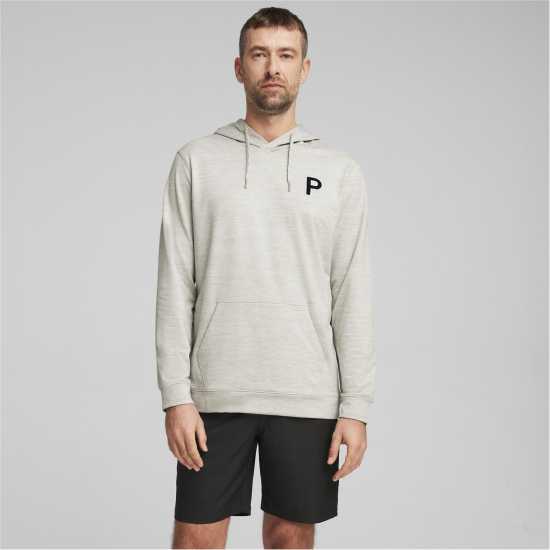 Puma Cloudspun Patch Hoodie Jumper Mens Сиво синьо Голф облекло