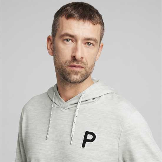 Puma Cloudspun Patch Hoodie Jumper Mens Сиво синьо Голф облекло