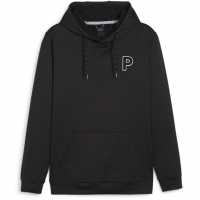 Puma Cloudspun Patch Hoodie Jumper Mens Pma.Черно Топло Голф облекло